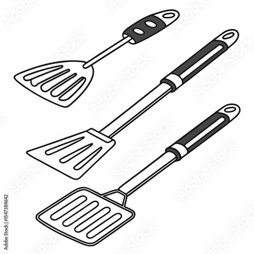 Three kitchen spatulas cooking utensils set