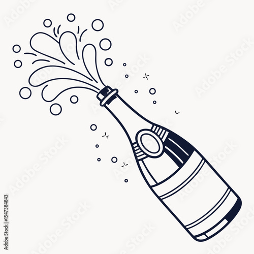 Champagne bottle popping celebration graphic design