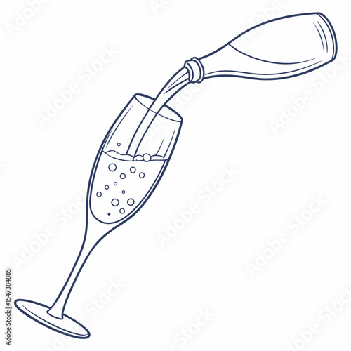 Champagne pouring into elegant glass celebration drink