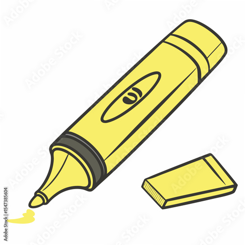 Yellow highlighter marker pen isolated on white