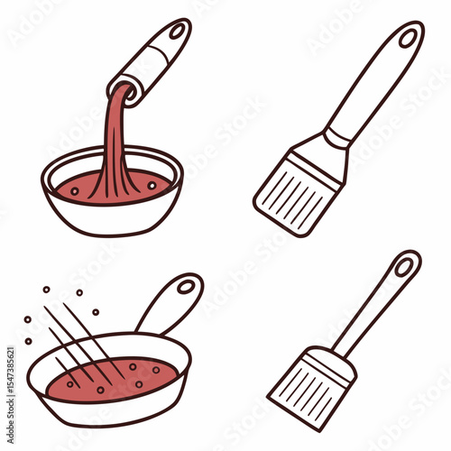 Cooking with pastry brushes and sauces