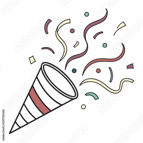 Party popper confetti celebration design element