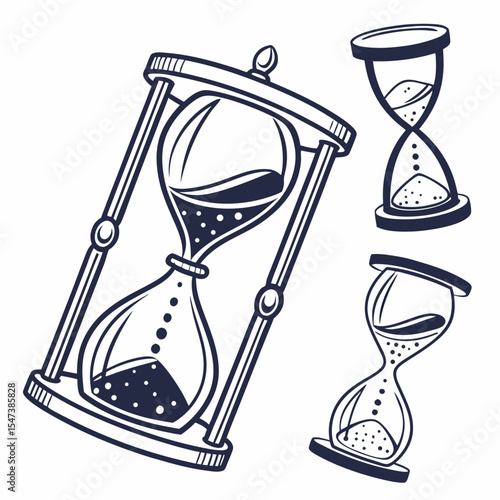 Hourglass time sand timer vintage design illustration