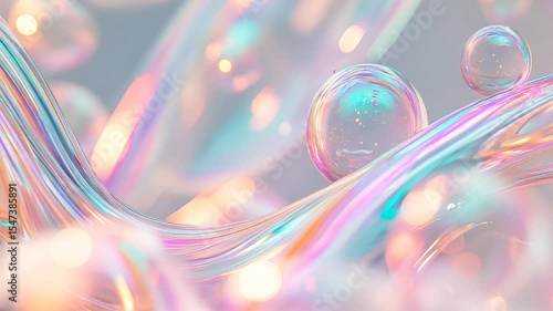 abstract background with bokeh and soap  delicate pearl-colored soap bubbles. Calm and peaceful movement
