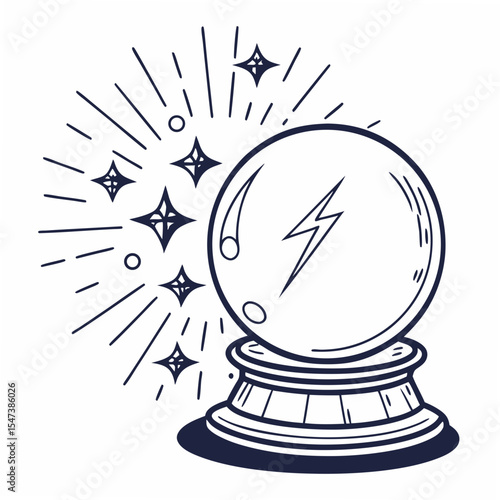 Mystical crystal ball fortune telling design element