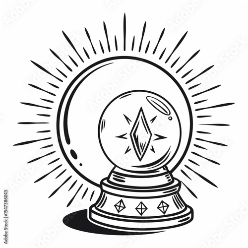 Mystical crystal ball fortune teller graphic design element