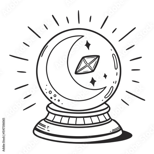 Crystal ball fortune teller magic mystical design element