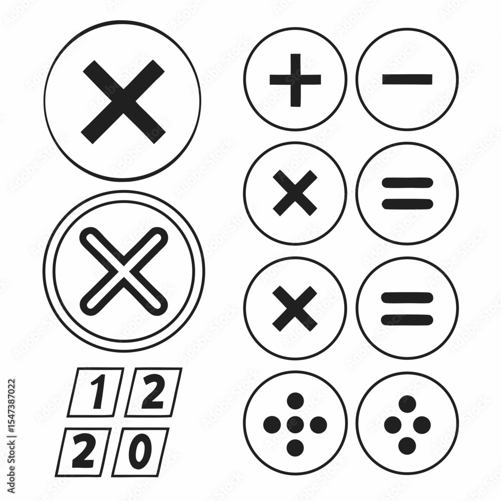 Obraz premium Professional math symbols plus minus multiply divide icons