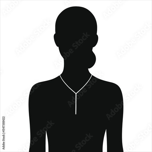 ( Y-shaped necklace)Elegant Silhouette of Woman Wearing a Necklace/A simple, elegant silhouette of a woman, showcasing a delicate necklace.