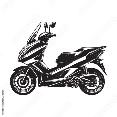 Scooter Bike Digital Art Scooter Clipart Illustration

