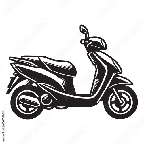 Retro Scooter Motorcycle Illustration Design Clipart

