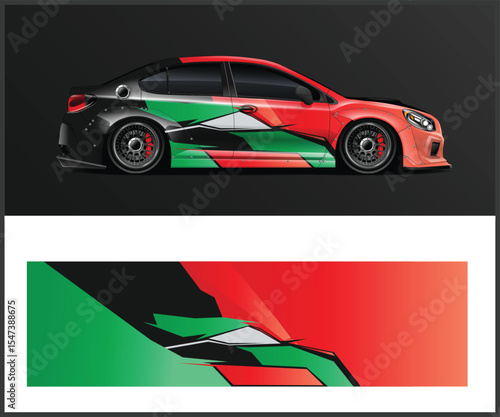 Sleek Sports Car with Custom Wrap and Wide Body Kit Design