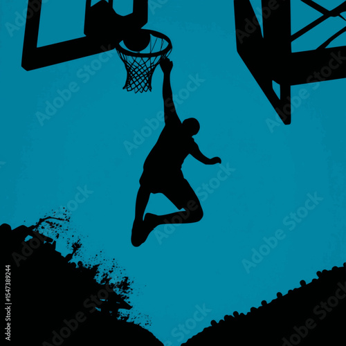 Basketball Player Jumping Silhouette – Black and White Sports Vector
