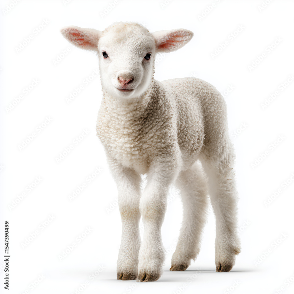 Obraz premium Adorable Baby Lamb - Innocence and Purity , isolated on white background png