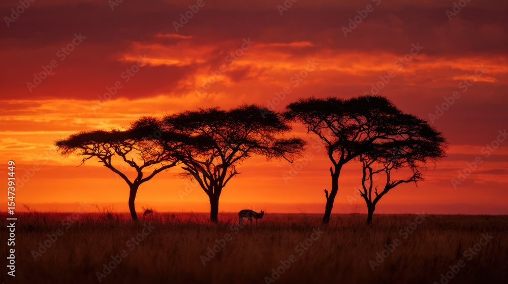 Obraz premium A Second Vibrant And Wild Sunrise Over The Savannah