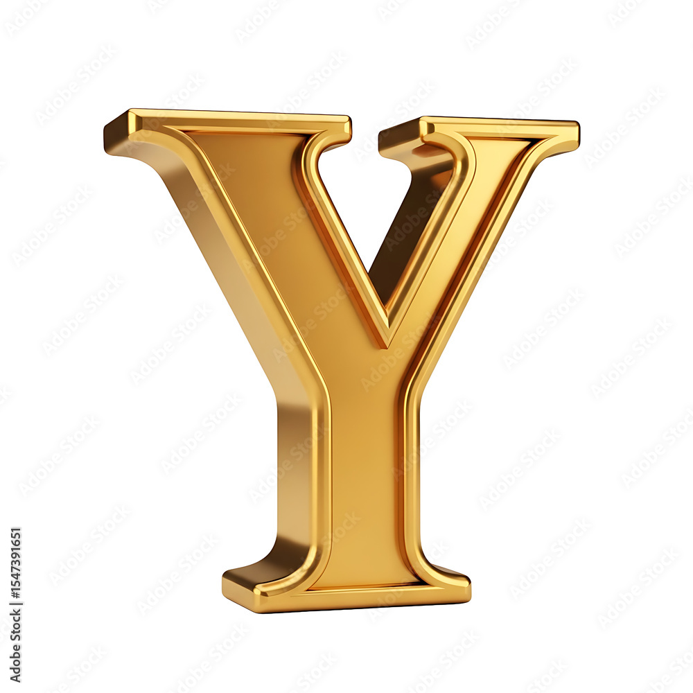 A golden, capital letter Y, with a decorative embossed design. A golden, capital letter Y, with a decorative embossed design.