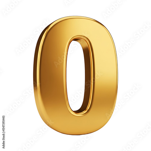 A gleaming, three-dimensional golden number zero, presented against a clean, white background.