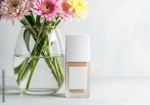 Skincare product Bottle with Flowers
