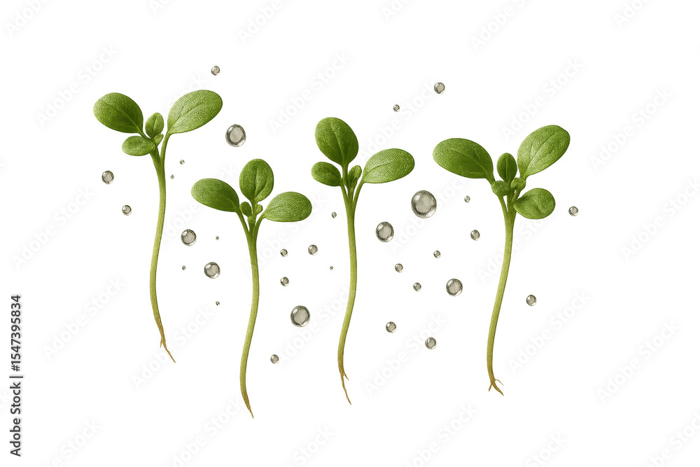 Group of young green sprouts isolated on a transparent background for design Group of young green sprouts isolated on a transparent background for design