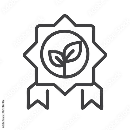 Conservation Badge Icon with Leaf for Environmental Achievement Recognition, Eco-Friendly Certification and Sustainability Education Materials
