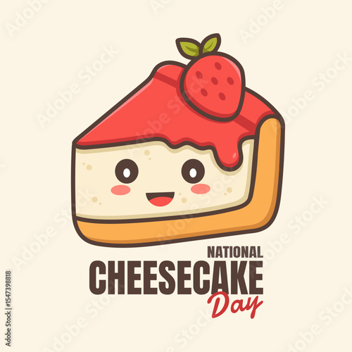National Cheesecake Day. Cartoon style