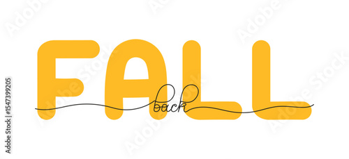 Fall Back handwritten words isolated on white background. Hand drawn Calligraphy one line Lettering. Typographic inscription for banner template, web, print, card, holiday poster, t shirt