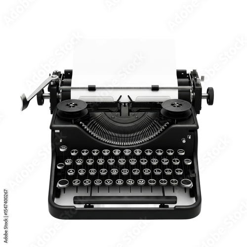 A classic black vintage typewriter with a blank sheet of paper, symbolizing creativity, communication, and nostalgia. Perfect for themes of writing, history, and journalism.