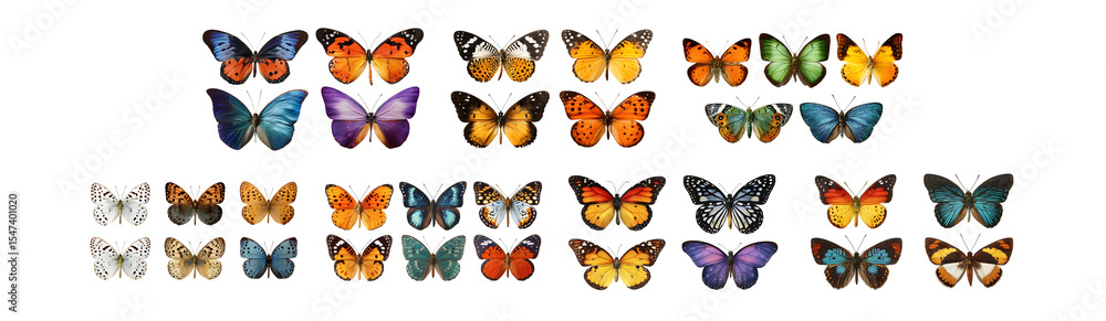 Obraz premium Pack of Vibrant Butterfly Collection A Diverse Array of Winged Wonders set against transparent Background