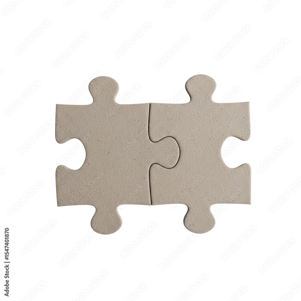 Two blank puzzle pieces fit together, representing concepts like teamwork, problem solving, integration, and finding the right solution. Two blank puzzle pieces fit together, representing concepts like teamwork, problem solving, integration, and finding the right solution.