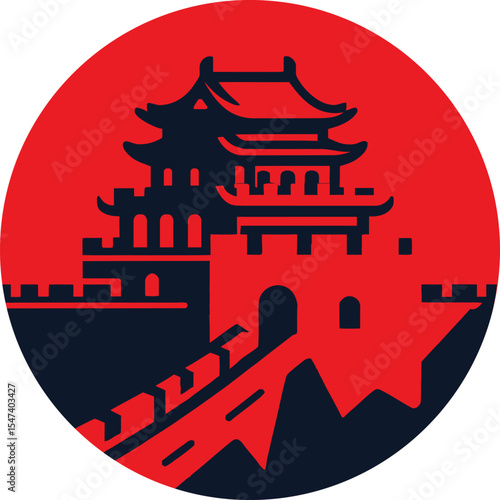 chinese ancient castle Great Wall of China Landmark Icon