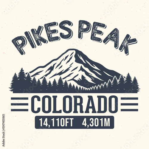 Pikes Peak, Colorado - Adventure t-shirt design for tourism
