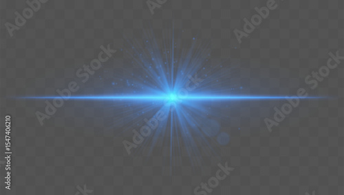 Light burst. Blue starburst with fine rays, sparkles, and radial symmetry on transparent backdrop, ideal for fantasy or magic concepts.