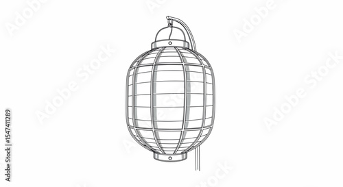 Elegant Wireframe Japanese Lantern Illustration