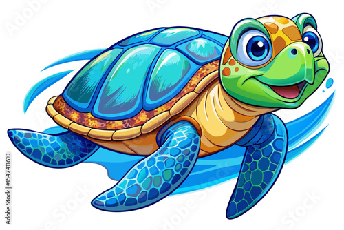 graceful sea turtle gliding through crystal-clear waters on an isolated background vector ideal for ocean, wildlife, nature, or marine-themed designs