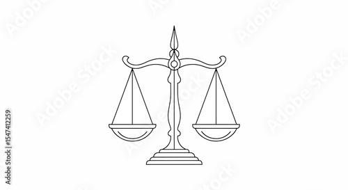 Scales of Justice Line Art Drawing of a Classic Balance Scale