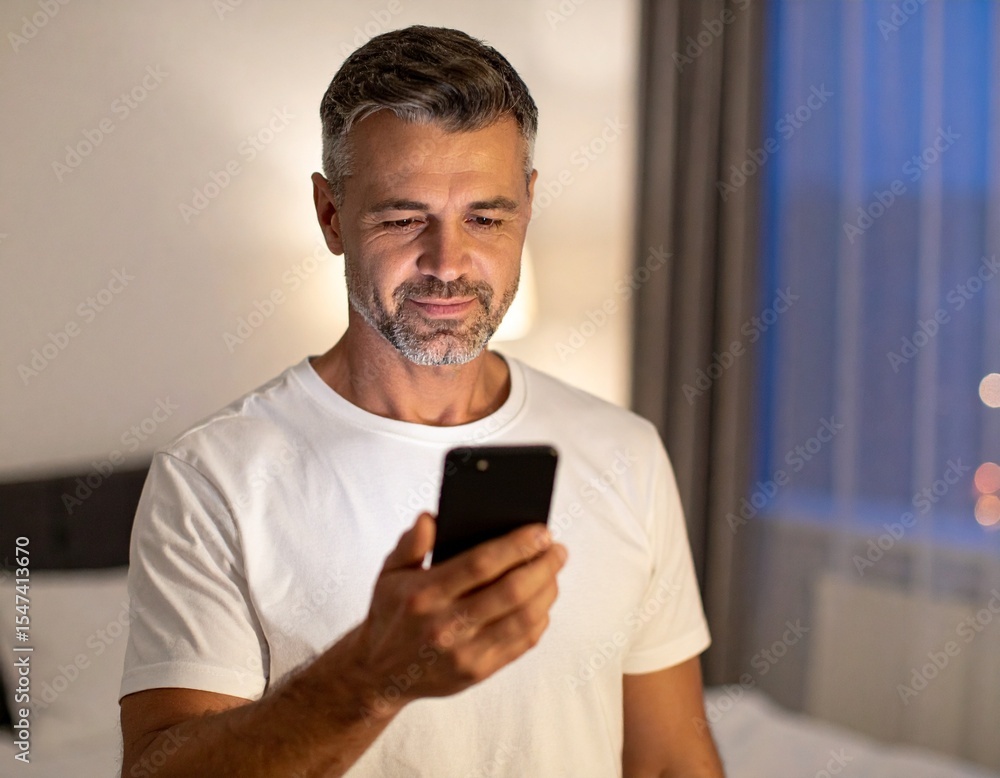 Middle aged Man Using Smartphone – Modern Lifestyle and Technology Middle aged Man Using Smartphone – Modern Lifestyle and Technology