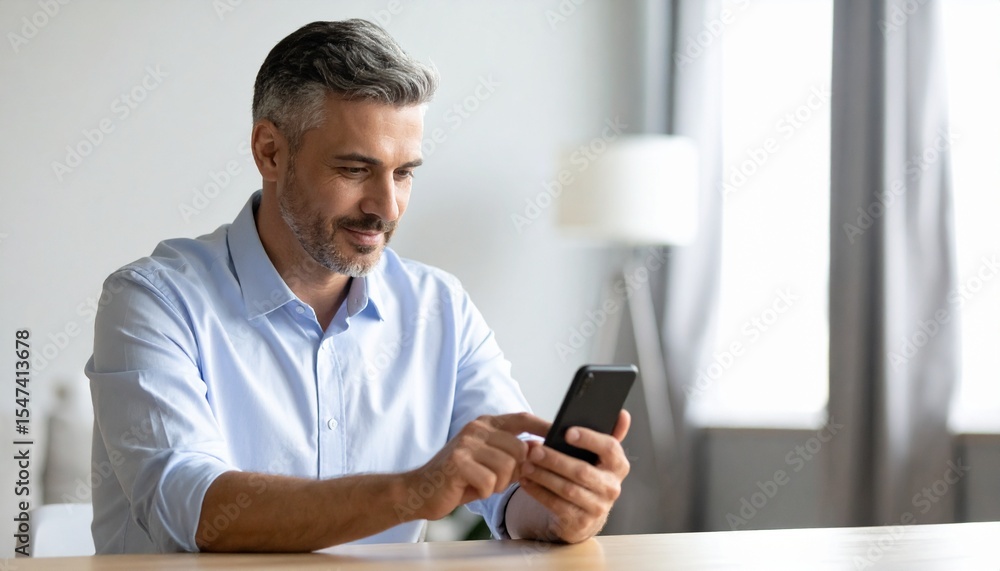 Middle aged Man Using Smartphone – Modern Lifestyle and Technology Middle aged Man Using Smartphone – Modern Lifestyle and Technology