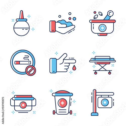 Get this handy pack of medical and health outline style icons