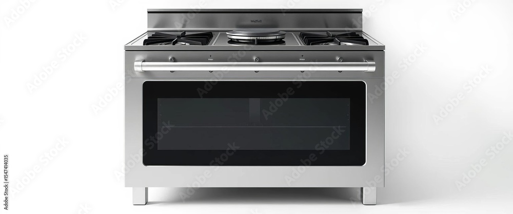 Obraz premium Sleek steel stove isolated on pure white background, element, heat