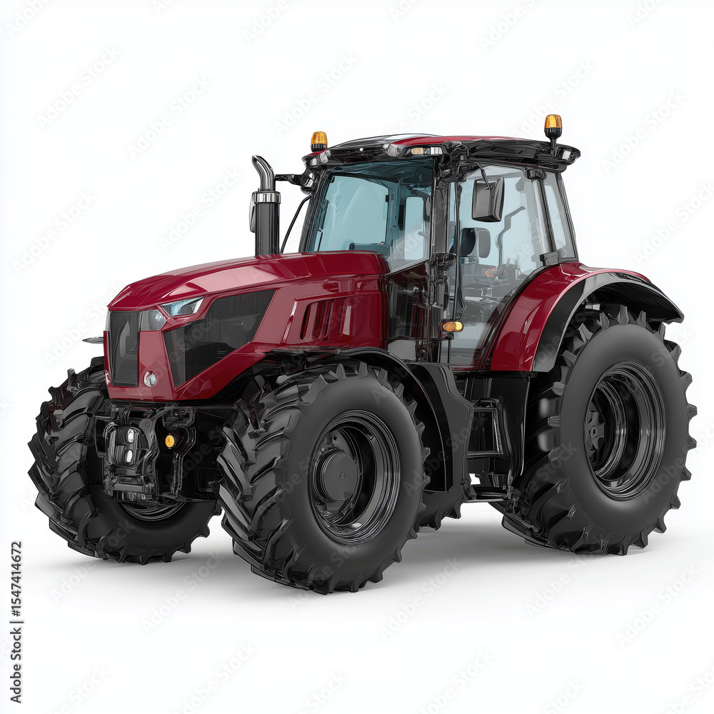 Obraz premium Modern Red Tractor - Powerful Farm Machinery , isolated on white background png