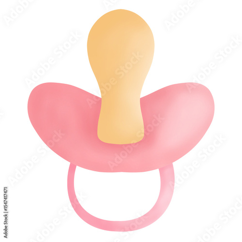 pink baby pacifier watercolor 