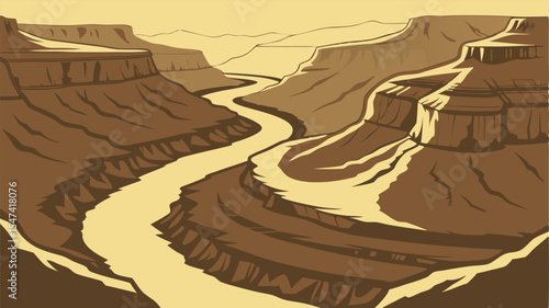 Scenic Canyon River Landscape Design for Branding and Logos