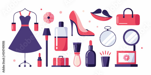 Beauty and fashion icons a set of elegant vector graphics
