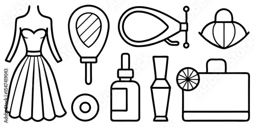 Beauty and fashion icons a set of elegant design elements