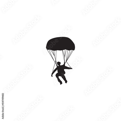 Parachutist silhouette skydiving adventure sport recreation freefall descent flying safety