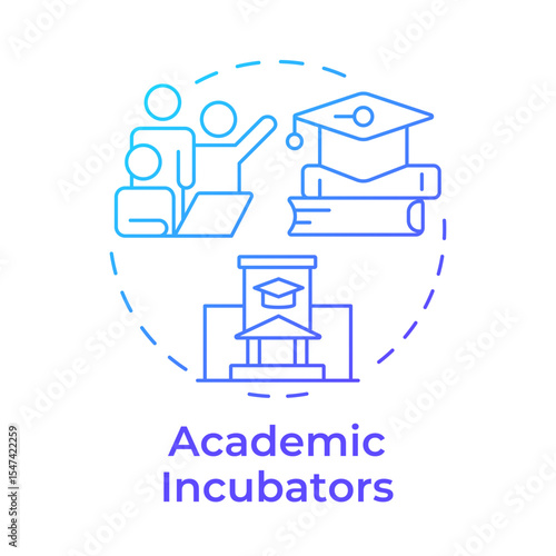 Academic incubators blue gradient concept icon. Studying environment, knowledge. Learning, education. Round shape line illustration. Abstract idea. Graphic design. Easy to use in infographic, brochure