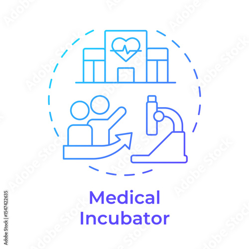 Medical incubator blue gradient concept icon. Clinical service, research. Healthcare, hospital. Round shape line illustration. Abstract idea. Graphic design. Easy to use in infographic, brochure