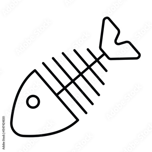 Fish body skeleton thin line icon, climate change concept. Vector graphics. Dead fish, fishery sign on white background, style mobile or design.