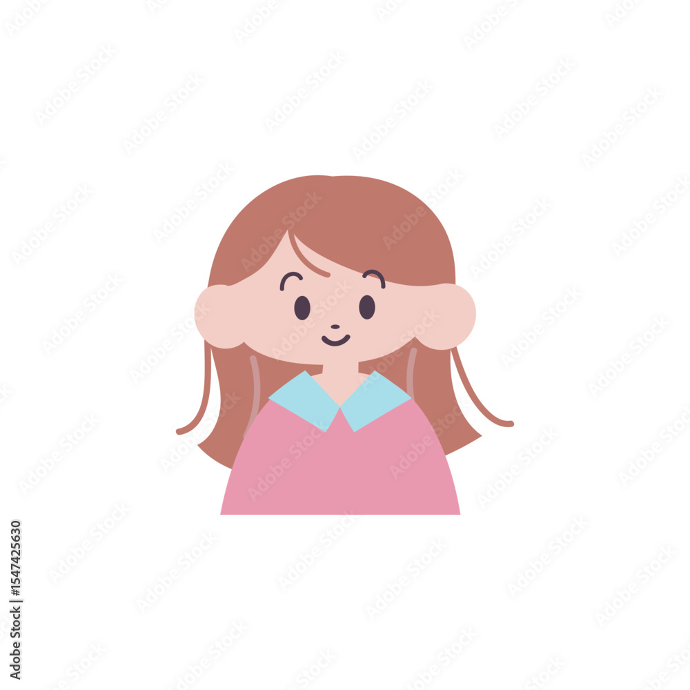 Obraz premium 子どもの上半身アイコンB【女の子】