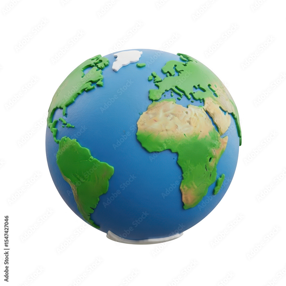 Naklejka premium 3d icon of a 3d cartoon earth globe is isolated on transparent background